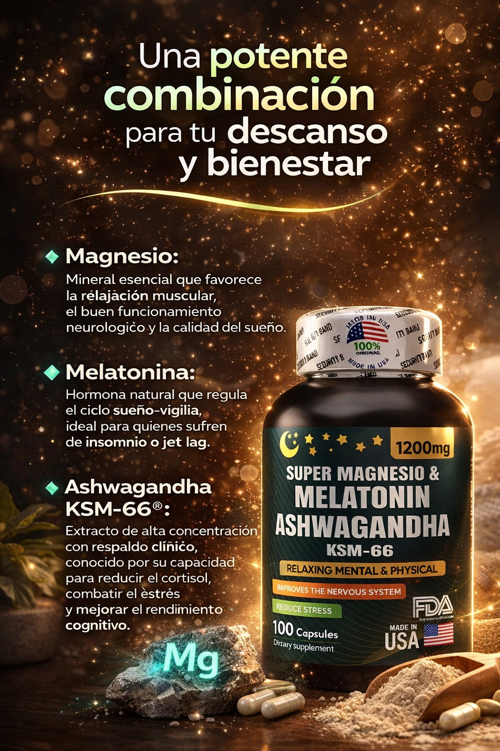 SUPERMAGNESIO Y MELATONIN + ASHWAGANDHA